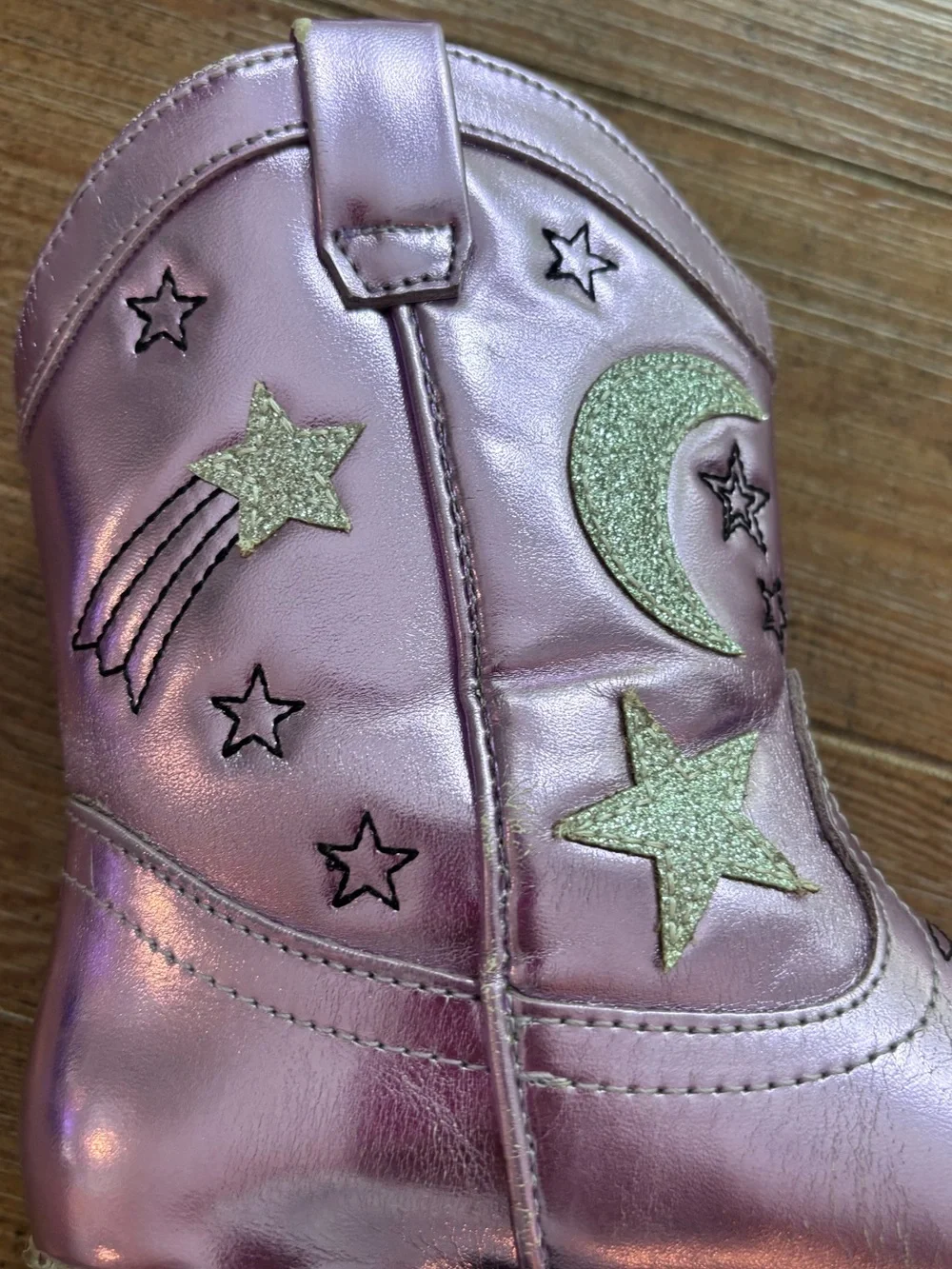 Tucker + Tate Metallic Lilac Cowboy Boots with Star, Moon & Fringe